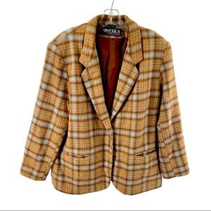 ESKA vintage wool blazer plaid size 16 EUC woman’s coat jacket